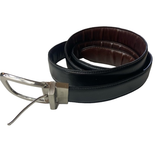 Perry Ellis Black Leather Belt 42/105 - Picture 8 of 10
